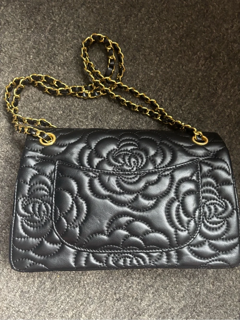 Imperfect Item Fashion Quilted Floral Rose Chain Shoulder Bag DISCOUNT